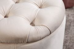 Eleganter Hocker MODERN BAROCK 50cm champagner beige Samt Aufbewahrungkorb