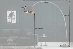 Design Bogenlampe FORMA 215cm schwarz gold Stehlampe mit Marmorfuß