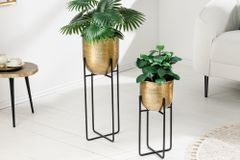 2er Set Blumentopf UNIT 70/50cm gold schwarz Metall Hammerschlag Design