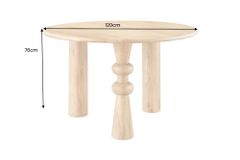 Runder Esstisch ARTE 120cm kaschmir beige finish Mangoholz massiv mit markantem Gestell