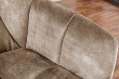 Drehbarer Stuhl PAPILLON beige Samt mit Armlehne champagner greige Metallgestell