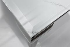 Eleganter Couchtisch MODERN BAROCK 100cm Glasplatte in Marmoroptik Edelstahlbeine