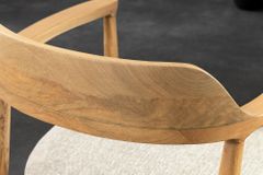 Design Stuhl KENNEDY creme beige massives Mangoholz mit Polstersitz Strukturstoff