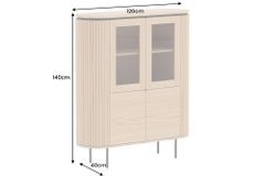 Modernes Highboard ATELIER 140cm natur Eiche schwarz Metall sechs Fächer