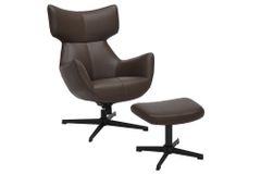 Design Hocker VOGUE 45cm brandy braun Kunstleder drehbar schwarze Metallbeine Fußhocker
