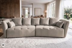 Modernes Big Sofa ROYAL 295cm greige Veloursstoff Federkern XXL-Couch