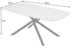 Design Esstisch OSAKA 160cm weiß Keramik schwarz Sterngestell Metall