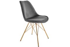 Design Stuhl SCANDINAVIA MEISTERSTÜCK dunkelgrau Samt goldene Beine