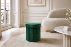 Runder Hocker ÉLAN 40cm grün Samt faltbar mit Stauraum