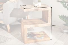Handgearbeiteter Beistelltisch S 60cm Mango Massivholz mit Ablage variabel stellbar