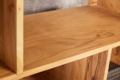 Massivholz Bücherregal CUBUS 190cm Akazie honey finish Metallfüße schwarz Standregal