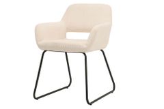 Design Stuhl MUSTANG beige Cord mit Armlehne schwarz Metallgestell
