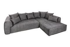 Modernes XXL Ecksofa CLAN 320cm anthrazit Samt Bigsofa inkl. Kissen