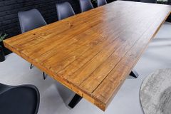 Massivholz Esstisch GALAXIE 200cm vintage braun Pinie recycelt Industrial Design