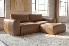 Echtleder Sofa BIG GEORGE 205cm cognac Taschenfederkern 2-Sitzer Couch