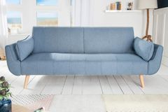 Design Schlafsofa DIVANI 220cm hellblau Strukturstoff Scandinavian 3-Sitzer mit Bettfunktion
