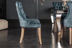 Eleganter Stuhl CASTLE petrol Samt Landhausstil mit Komfortgriff