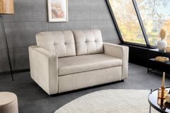 Sofa mit Schlaffunktion SMART 140cm champagner beige hochwertiger Vogue Seiden Samtstoff