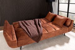 Schlafsofa BOUTIQUE 215cm rostbraun Samt 3-Sitzer mit mattschwarzen Füßen