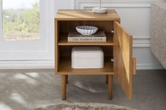 Design Nachttisch VIENNA 60cm natur Rattan Geflecht Beistelltisch mit Stauraum
