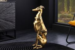 Design Skulptur GREYHOUND 70cm gold Metall Aluminium Windhund Figur