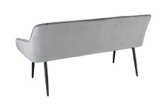 Design Sitzbank TURIN 160cm silbergrau Samt schwarz Metall Armlehne