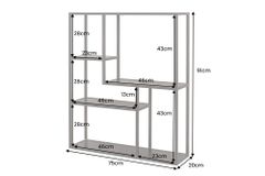 Industrial Wandregal SLIM LINE 90cm Esche schwarz fünf Regalböden
