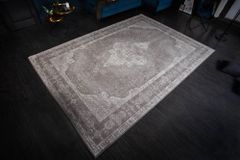Orientalischer Baumwoll-Teppich PURE UNIQUE XXL 350x240cm antik-hellgrau geometrische Muster