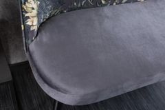 Design Bank PRÊT-À-PORTER grau Samt florales Muster und goldene Fußkappen