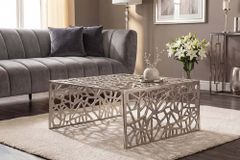 Handgearbeiteter Couchtisch ABSTRACT 60cm Alu silberfarbig im Gap Design