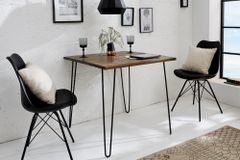 Massivholz Esstisch SCORPION 70cm vintage braun Akazie schwarze Metallbeine Hairpin Legs
