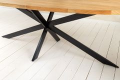 Massiver Esstisch GALAXIE 240cm braun Mangoholz oval schwarz Eisen Sterngestell