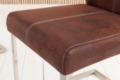 Freischwinger Stuhl SAMSON dark coffee Edelstahlrahmen mit Komfortgriff