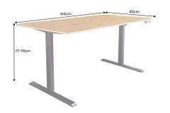 Höhenverstellbarer Schreibtisch OAK DESK 160cm natur Eiche schwarz Metall