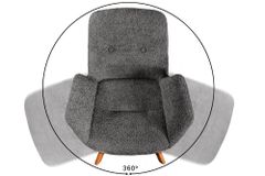 Drehbarer Design Stuhl BALTIC dunkelgrau Bouclé natur Eiche Massivholz mit Armlehne