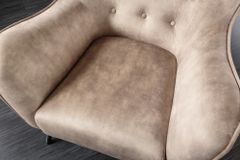 Design XL Sessel AMSTERDAM champagner Samt schwarze Metallbeine Retro Stil
