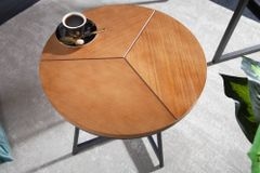 Runder Beistelltisch OAK ELEGANCE 45cm Eiche-Design schwarzes Metallgestell