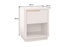 Design Nachtschrank LIV 55cm cashmere weiß mit Schublade und offenem Fach