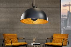 Industrial Design Hängelampe STUDIO 55cm schwarz Blattgold-Optik Hängeleuchte