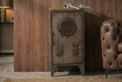 Industrial Schrank NAUTILUS 85cm natur grau Metall Massivholz Vintage Spind