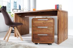 Massivholz Bürotisch CUBUS 120cm braun Sheeshamholz stone finish Schreibtisch