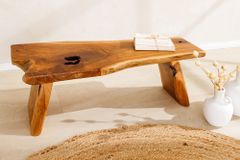 Massivholz Bank ROOT 100cm braun natur Teak Baumstamm