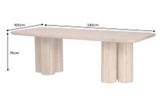 Massiver Esstisch ART DECO 240cm natur Mangoholz mit Säulenfüßen