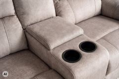 Exklusiver 2er Kinosessel HOLLYWOOD champagner beige hochwertiger Vogue Veloursstoff mit Cupholder
