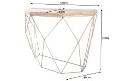 Filigrane Konsole DIAMOND 90cm Mango messing Massivholz Metall