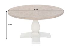 Runder Esstisch HAMPTONS 140cm hellbraun creme recycelte Pinie Massivholz
