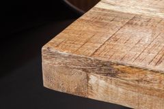 Massiver Esstisch IRON CRAFT 120cm Mangoholz schwarzes Eisengestell Kufe Industrial Design