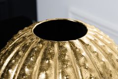 Design Deko Vase ABSTRACT 30cm gold Handarbeit Hammerschlag