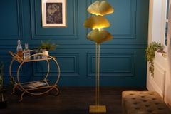 Design Stehlampe GINKGO 160cm gold Metall