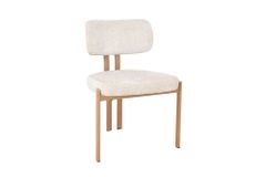 Design Stuhl BELLANO creme beige Chenille Cremona Metallgestell Eiche